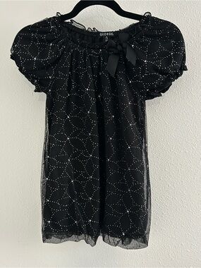 George Black Sheer Sparkle Dot Puff Sleeve Blouse